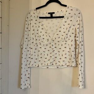 Floral Long Sleeve Crop Top